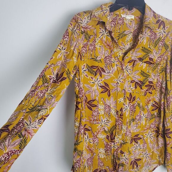 Beachlunchlounge Giraffe Printed Button-Down Shirt Size Small - Picture 5 of 8